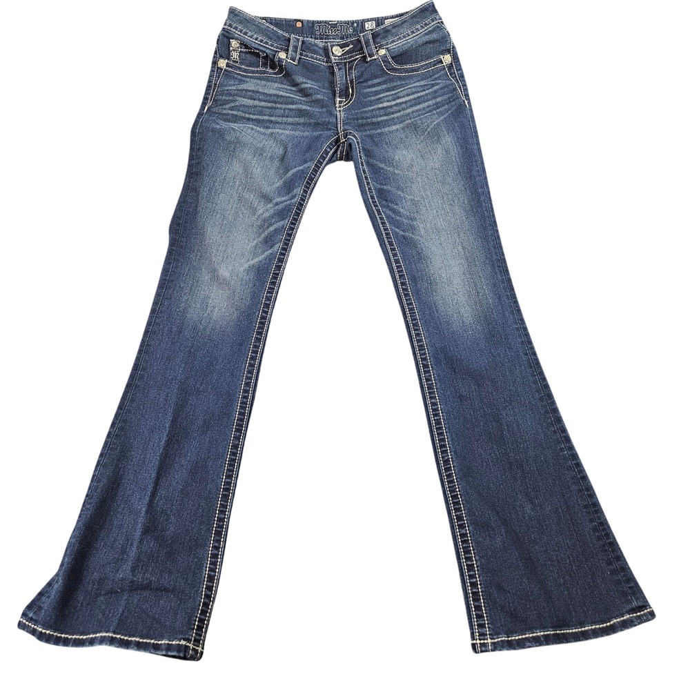 Miss Me Signature Bootcut Jeans Womens 28 Blue Embellished Y2K Indie‎ Sleeze